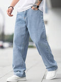 Men's Loose Fit Mid Rise Light Blue Jeans